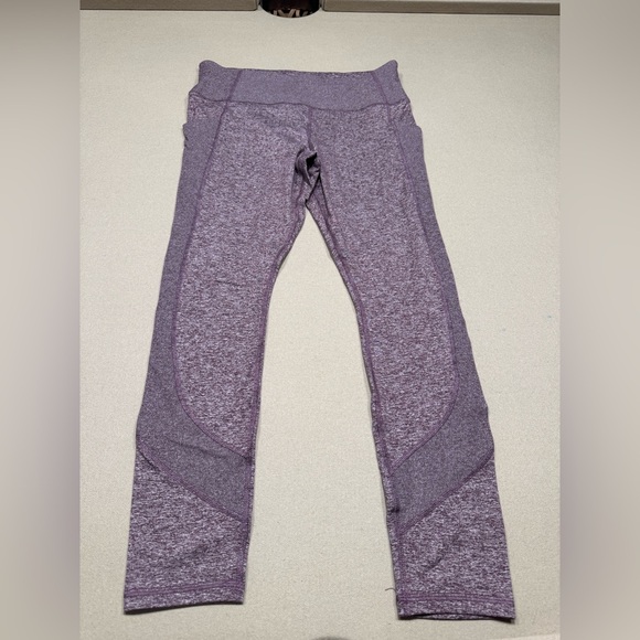Purple High-Rise Leggings with Mesh Panels - Picture 1 of 5